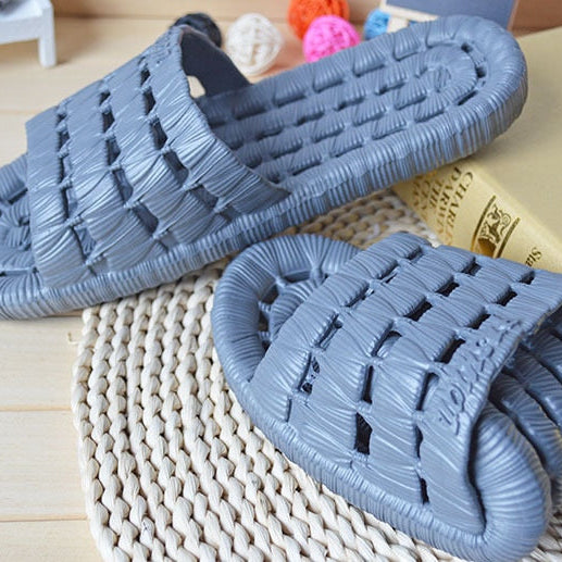 Family Bathroom Slippers Home Indoor Non-slip Unisex Solid Soft Bottom Slipper Sandals Women and Men Slippers Flat Shoes Gray for men