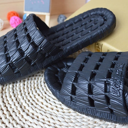 Family Bathroom Slippers Home Indoor Non-slip Unisex Solid Soft Bottom Slipper Sandals Women and Men Slippers Flat Shoes Black for men