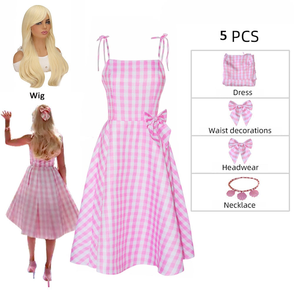 Fancy Barbie Costume for Adult Adorable Pink Lady Cosplay Girls Clothing Woman Halloween Classic Doll Role Play Barbie Dress up Dress up F