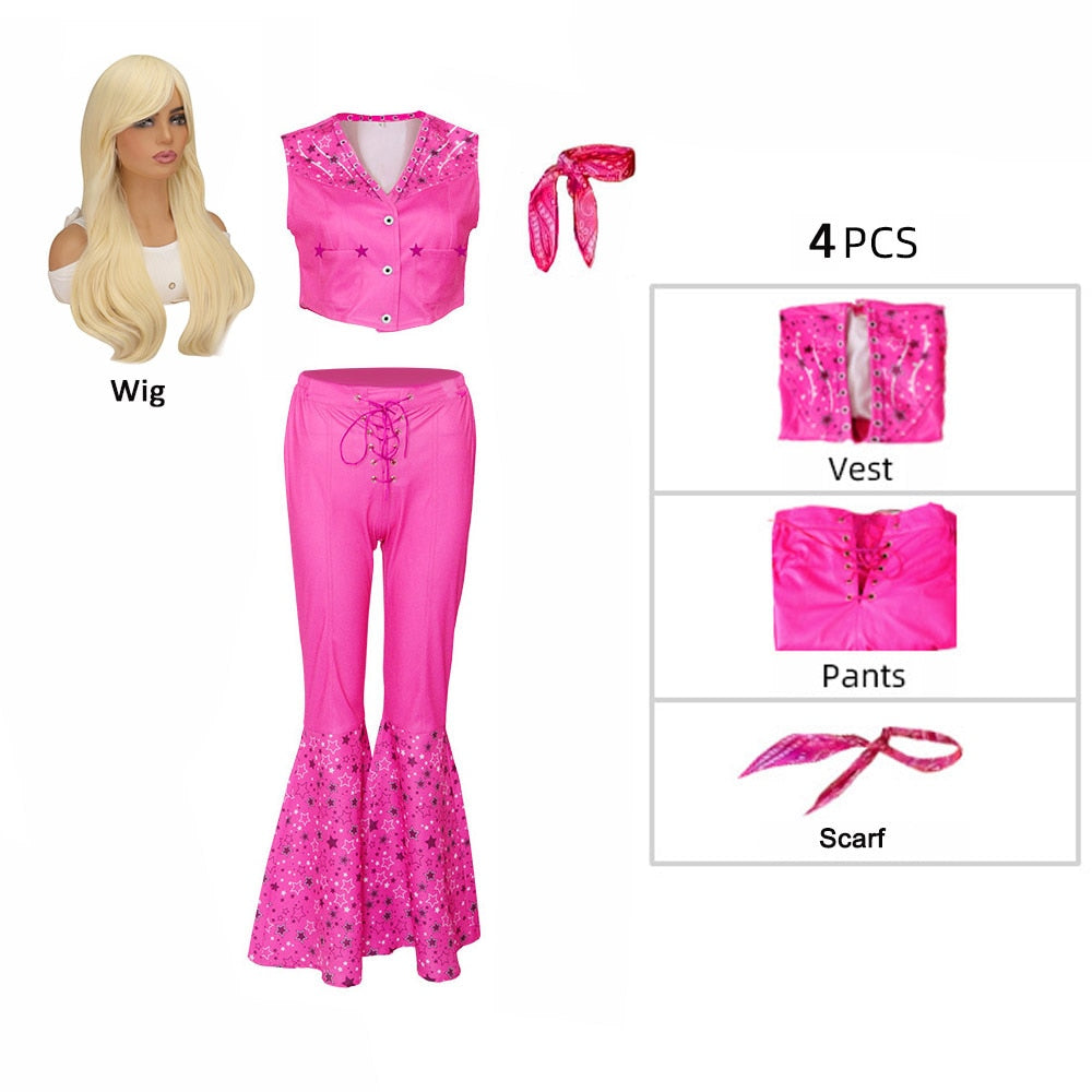 Fancy Barbie Costume for Adult Adorable Pink Lady Cosplay Girls Clothing Woman Halloween Classic Doll Role Play Barbie Dress up