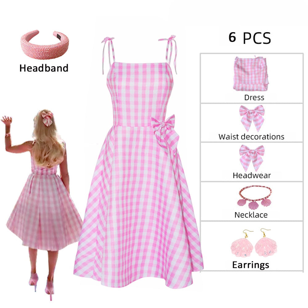 Fancy Barbie Costume for Adult Adorable Pink Lady Cosplay Girls Clothing Woman Halloween Classic Doll Role Play Barbie Dress up Dress up G