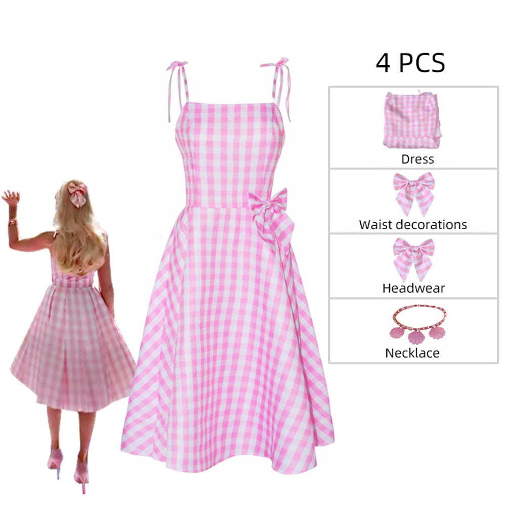 Fancy Barbie Costume for Adult Adorable Pink Lady Cosplay Girls Clothing Woman Halloween Classic Doll Role Play Barbie Dress up Dress up E