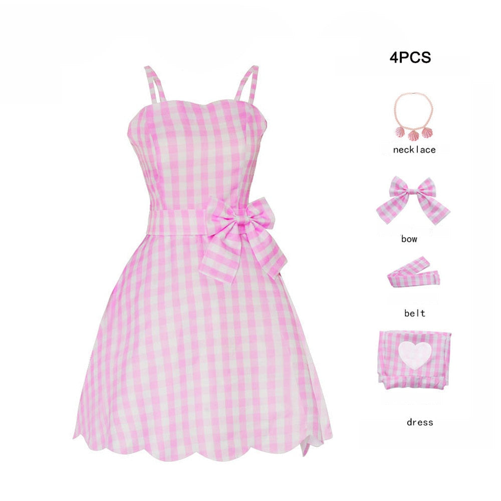 Fancy Barbie Costume for Adult Adorable Pink Lady Cosplay Girls Clothing Woman Halloween Classic Doll Role Play Barbie Dress up Dress up J