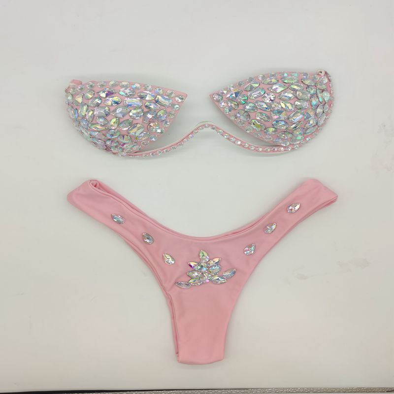 Fancy Diamond Bikini Sew Diamonds Pink