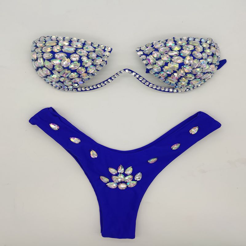 Fancy Diamond Bikini Sew Diamonds Blue