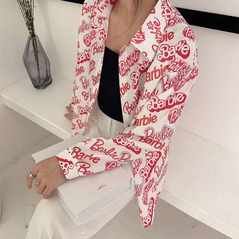 Fashion Barbie Shirt Kawaii Girls Boys Harajuku Loose Casual Long Sleeve Sun Protection Jacket Oversized Autumn Tops Coat Cloth