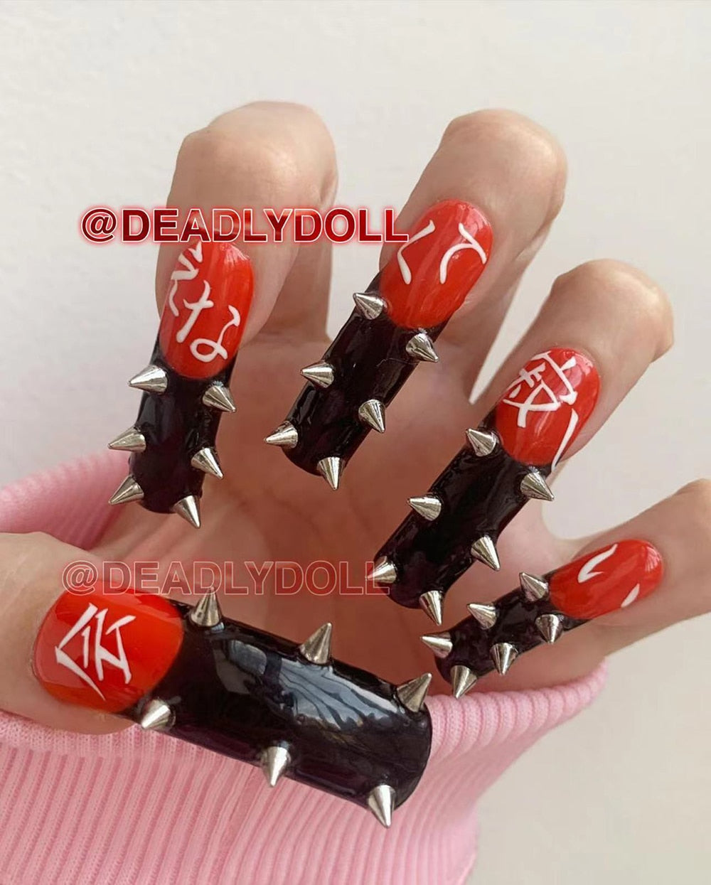 Fashion Cool Personality Cosplay Party Nails Long Coffin 3D High-End Chain Nail Tips Girls Gift Accessories