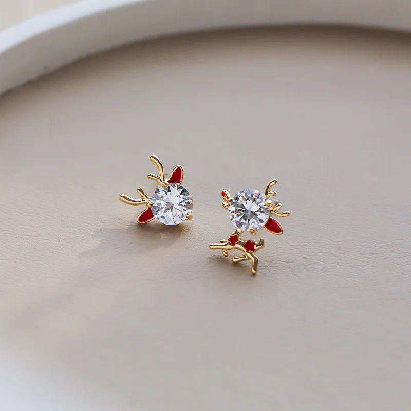 Fashion Deer Stud Earrings for Women Cute Elk Animal Earrings Ear Stud Jewelry Kids Merry Christmas Accessories Gifts Bijoux AMAIO