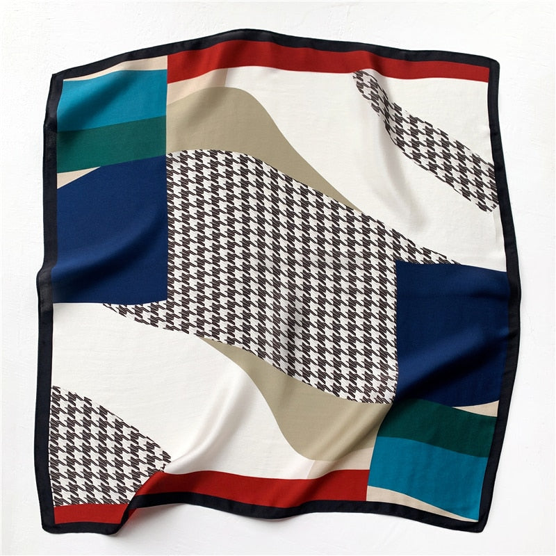 Fashion Designer Print 100% Natural Silk Square Scarves Women Hairband Neck Foulard Female Small Kerchief Bandana New 2024 FZ108-2 53cm real silk