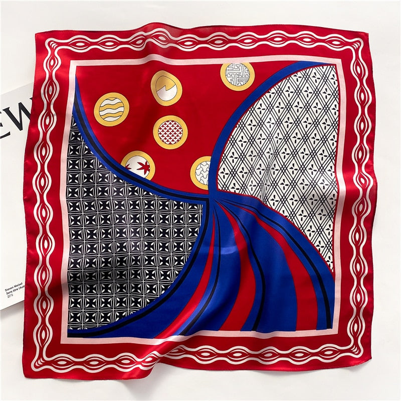 Fashion Designer Print 100% Natural Silk Square Scarves Women Hairband Neck Foulard Female Small Kerchief Bandana New 2024 FZ84-3 53cm real silk