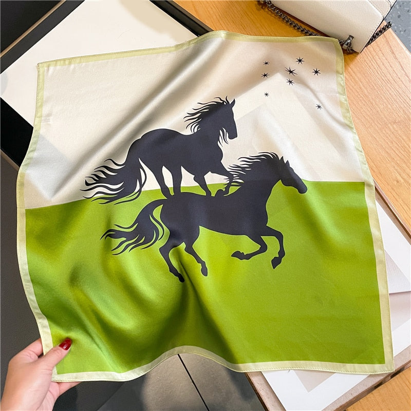 Fashion Designer Print 100% Natural Silk Square Scarves Women Hairband Neck Foulard Female Small Kerchief Bandana New 2024 FZ226-1 53cm real silk