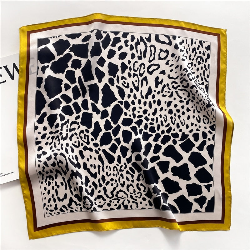 Fashion Designer Print 100% Natural Silk Square Scarves Women Hairband Neck Foulard Female Small Kerchief Bandana New 2024 FZ83-2 53cm real silk