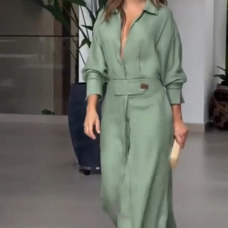 Fashion Dress for Women Luxury Elegant Solid Color Evening Dresses 2024 Party Slip Pockets Chic Promotion Long Sleeve Clothes