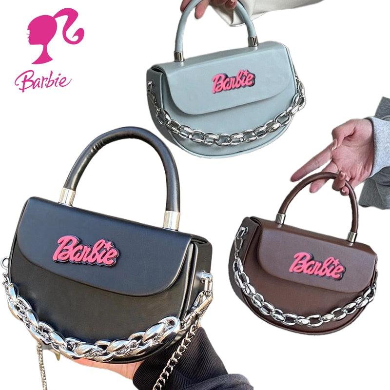 Fashion Female Barbie Letter Chain Crossbody Square Bag Y2K Girls Shoulder Messenger Bag Portable Coin Purse Pouch Handbag Gifts AMAIO