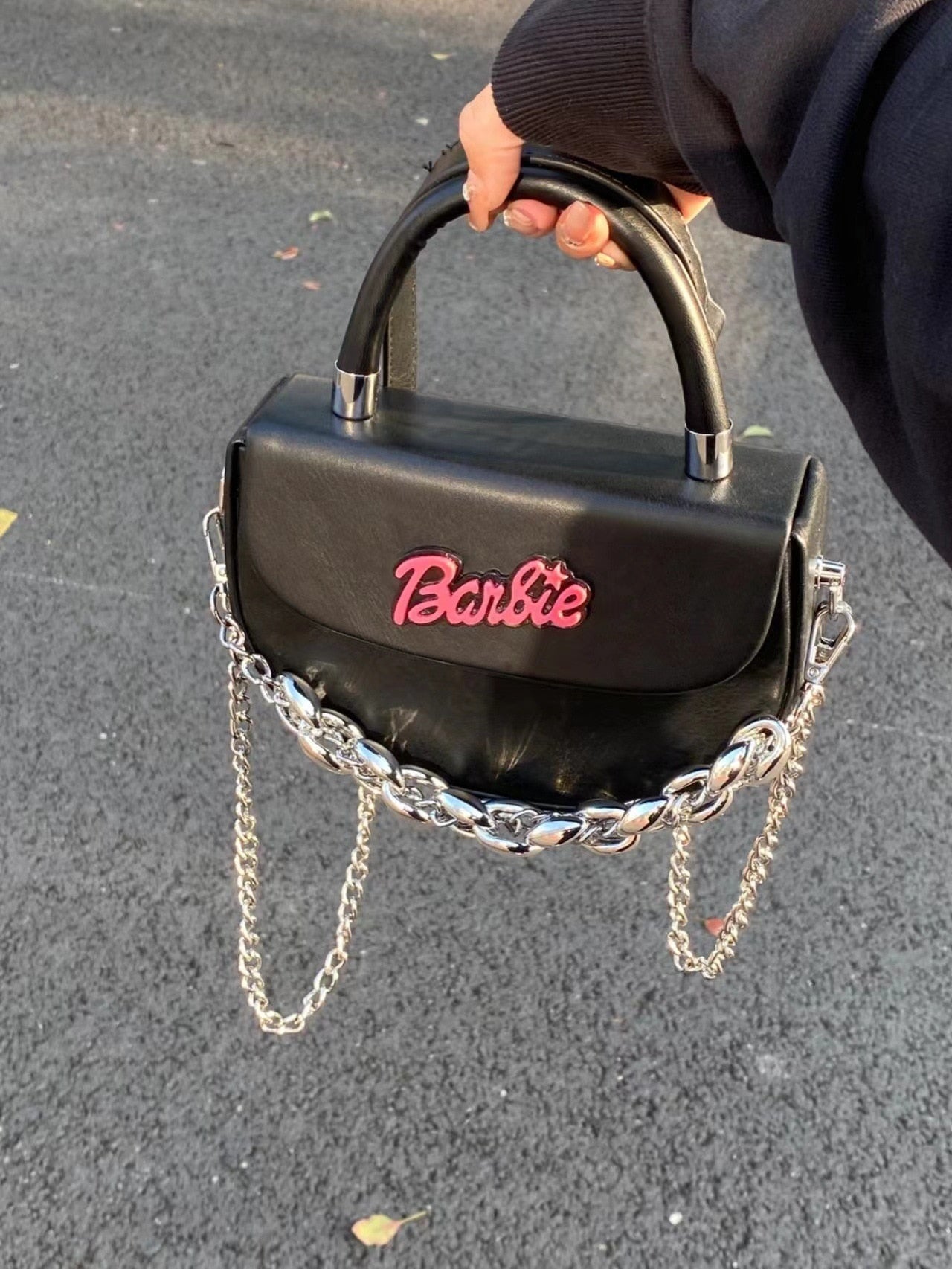 Fashion Female Barbie Letter Chain Crossbody Square Bag Y2K Girls Shoulder Messenger Bag Portable Coin Purse Pouch Handbag Gifts