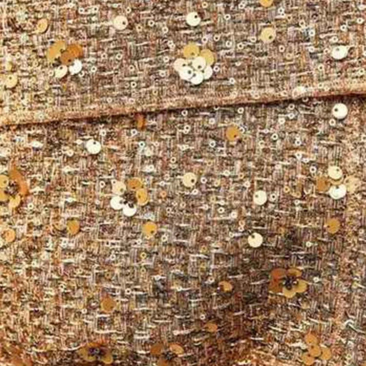 Fashion Gold Sequin O-neck Women Short Jacket Covered Button Long Sleeve Loose Elegant Coat Autumn farty Casual Lady Streetwears