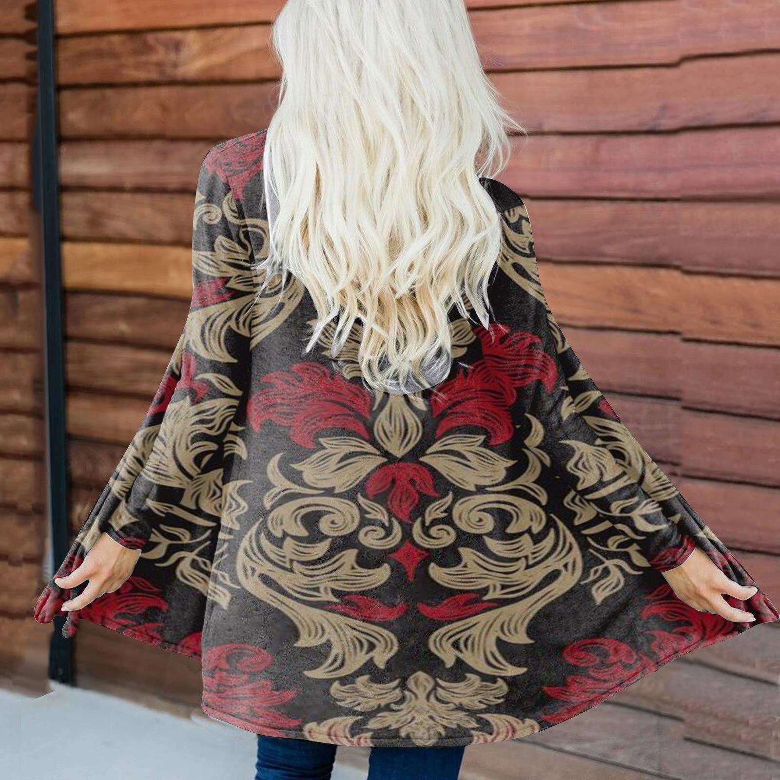 Fashion Halloween Print Cardigan Long Sleeves V-neck Button Coat Skull 3d Pattern Casual Cardigans For Women Autumn Outerwear Red