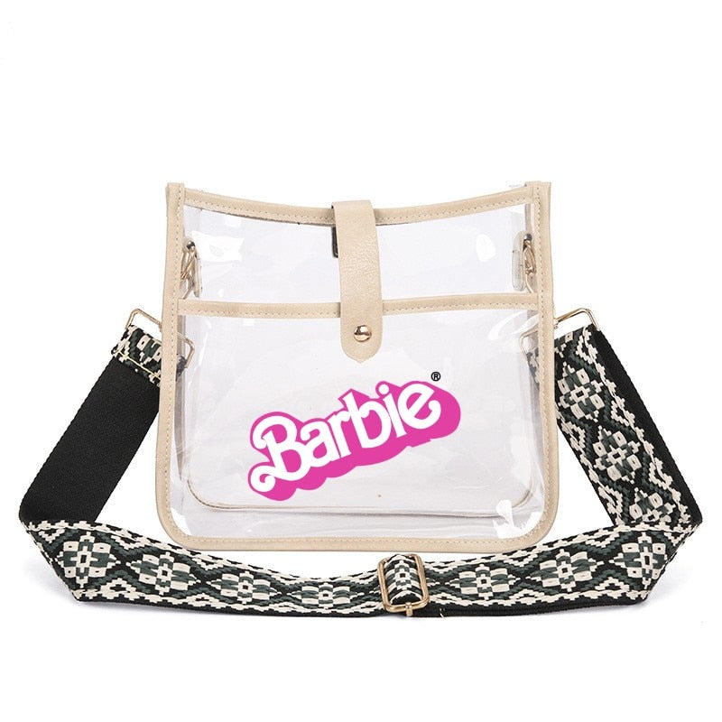 Fashion Ladies Barbie Letter Shoulder Bag Anime Kawaii Princess Female Candy Color Transparent Pvc Square Bag Women Handbag bag 20