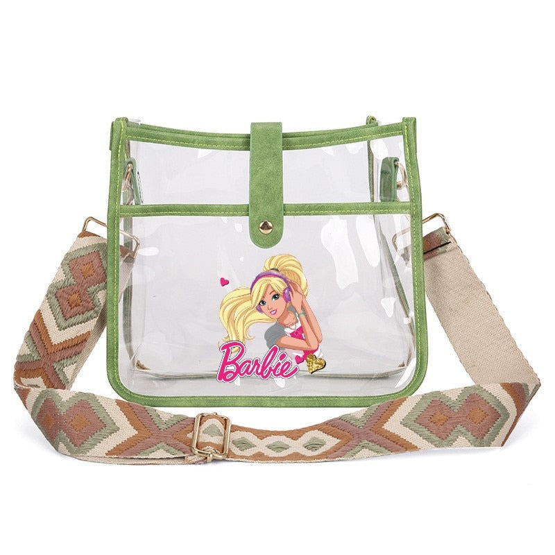 Fashion Ladies Barbie Letter Shoulder Bag Anime Kawaii Princess Female Candy Color Transparent Pvc Square Bag Women Handbag bag 10
