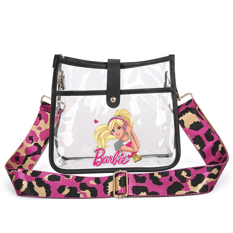 Fashion Ladies Barbie Letter Shoulder Bag Anime Kawaii Princess Female Candy Color Transparent Pvc Square Bag Women Handbag bag 6