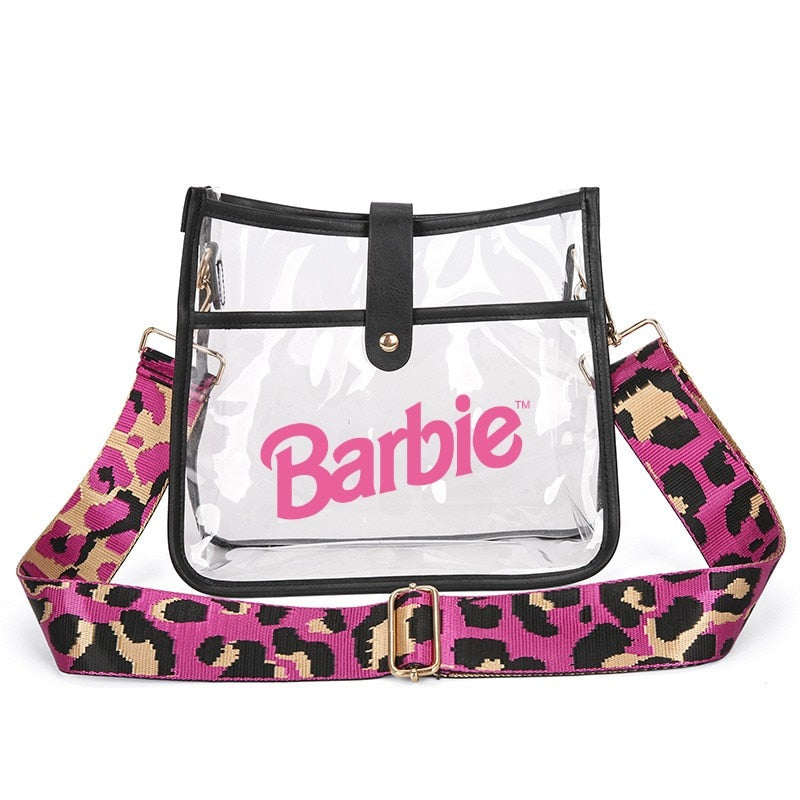 Fashion Ladies Barbie Letter Shoulder Bag Anime Kawaii Princess Female Candy Color Transparent Pvc Square Bag Women Handbag bag 1