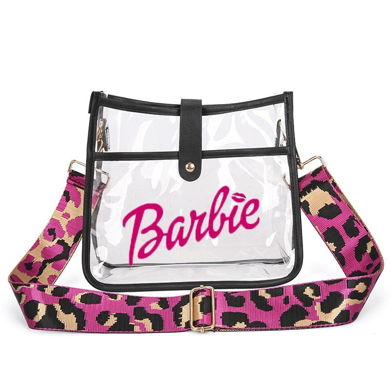 Fashion Ladies Barbie Letter Shoulder Bag Anime Kawaii Princess Female Candy Color Transparent Pvc Square Bag Women Handbag bag 3