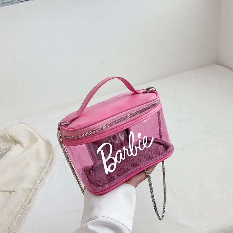 Fashion Ladies Barbie Letter Transparent Jelly Bag Anime Princess Girls Summer Niche Suitcase Shoulder Messenger Cosmetic Bags 1