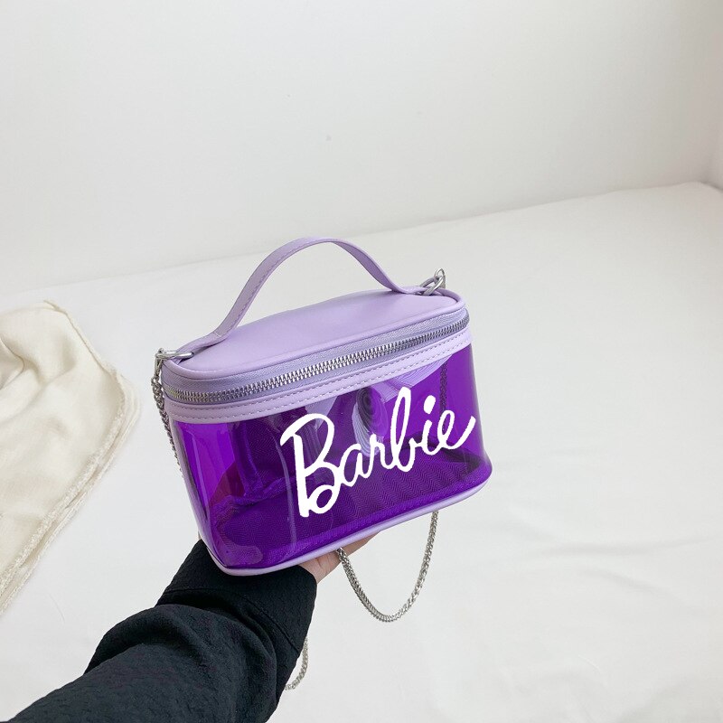 Fashion Ladies Barbie Letter Transparent Jelly Bag Anime Princess Girls Summer Niche Suitcase Shoulder Messenger Cosmetic Bags 7