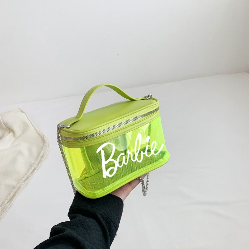 Fashion Ladies Barbie Letter Transparent Jelly Bag Anime Princess Girls Summer Niche Suitcase Shoulder Messenger Cosmetic Bags 6