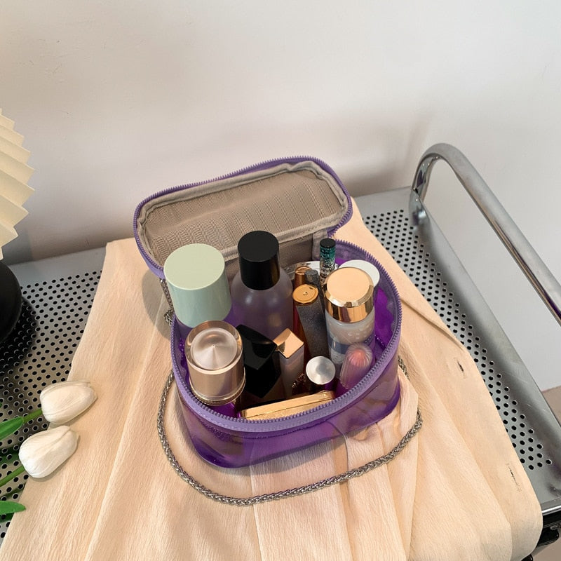 Fashion Ladies Barbie Letter Transparent Jelly Bag Anime Princess Girls Summer Niche Suitcase Shoulder Messenger Cosmetic Bags