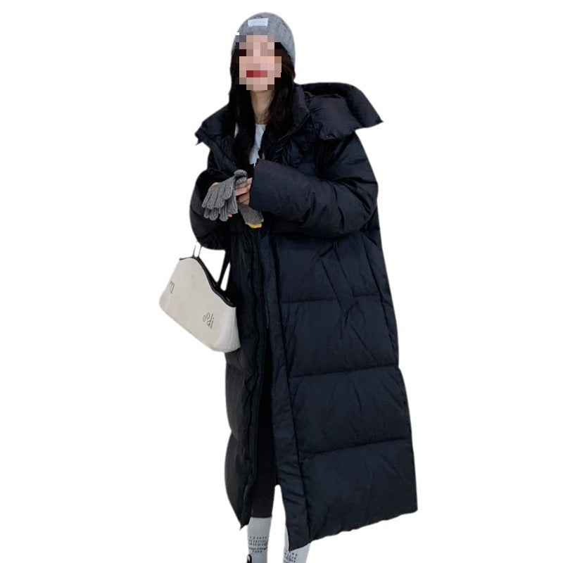 Fashion Long Hooded Stand Collar Coat For Women Black