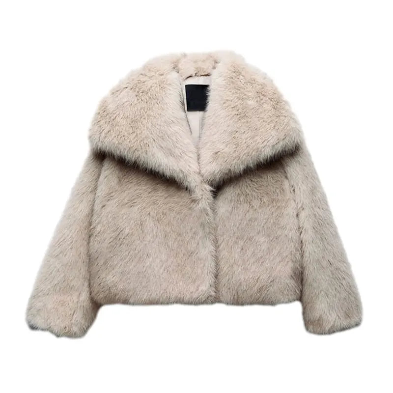 Fashion Luxury Fluffy Faux Fur Women Jacket Winter Long Sleeve Shaggy Overcoats Thick Warm Fox Fur Coat Female Street Outerwear as picture
