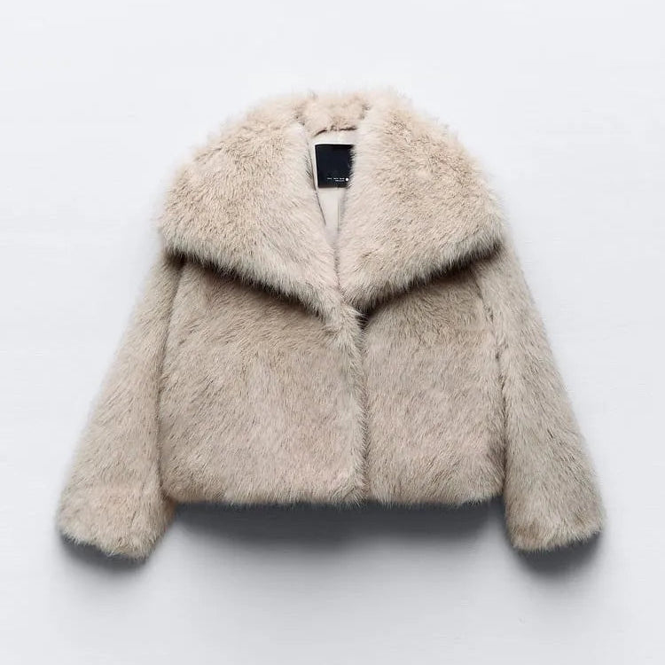 Fashion Luxury Fluffy Faux Fur Women Jacket Winter Long Sleeve Shaggy Overcoats Thick Warm Fox Fur Coat Female Street Outerwear