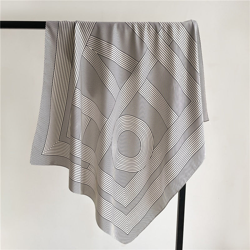 Fashion Print Printing Twill Silk Square Scarf for Women Hijab Muslim Headband Bandana Summer Shawl Beach Stoles Echarpe 2024 FN111-1