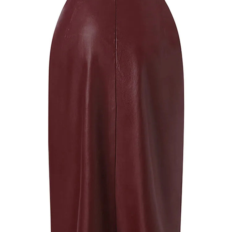 Fashion Side Slit Skirts ZANZEA PU Leather Women Elegant High Waist Bodycon Sheath Midi Jupes 2023 Autumn Sexy Slim Faldas Mujer