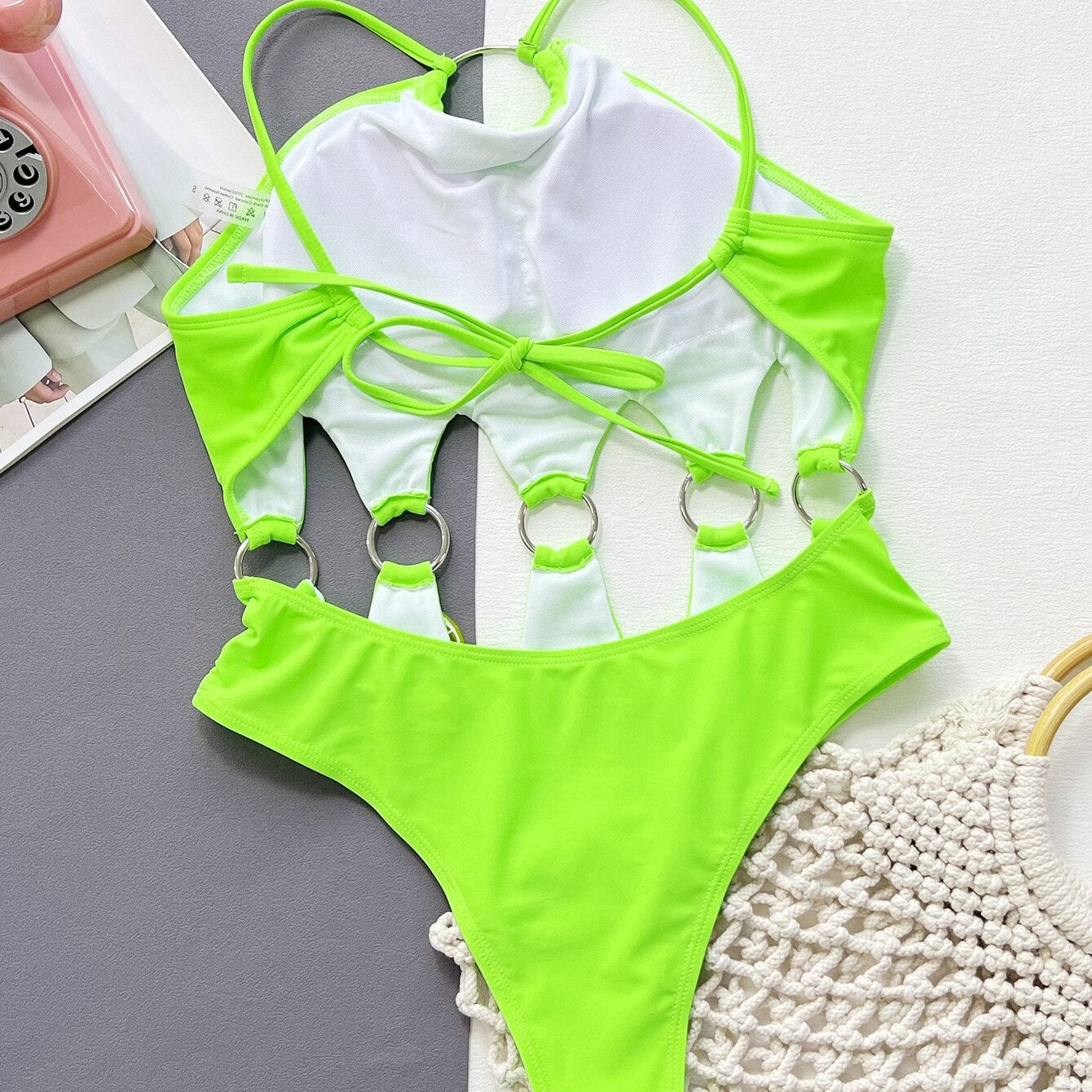 Fashion Solid Color Monokini Sexy Split Swimwear - One-piece Hollow Out Backless Swimsuit Beach Style Bathing Suit