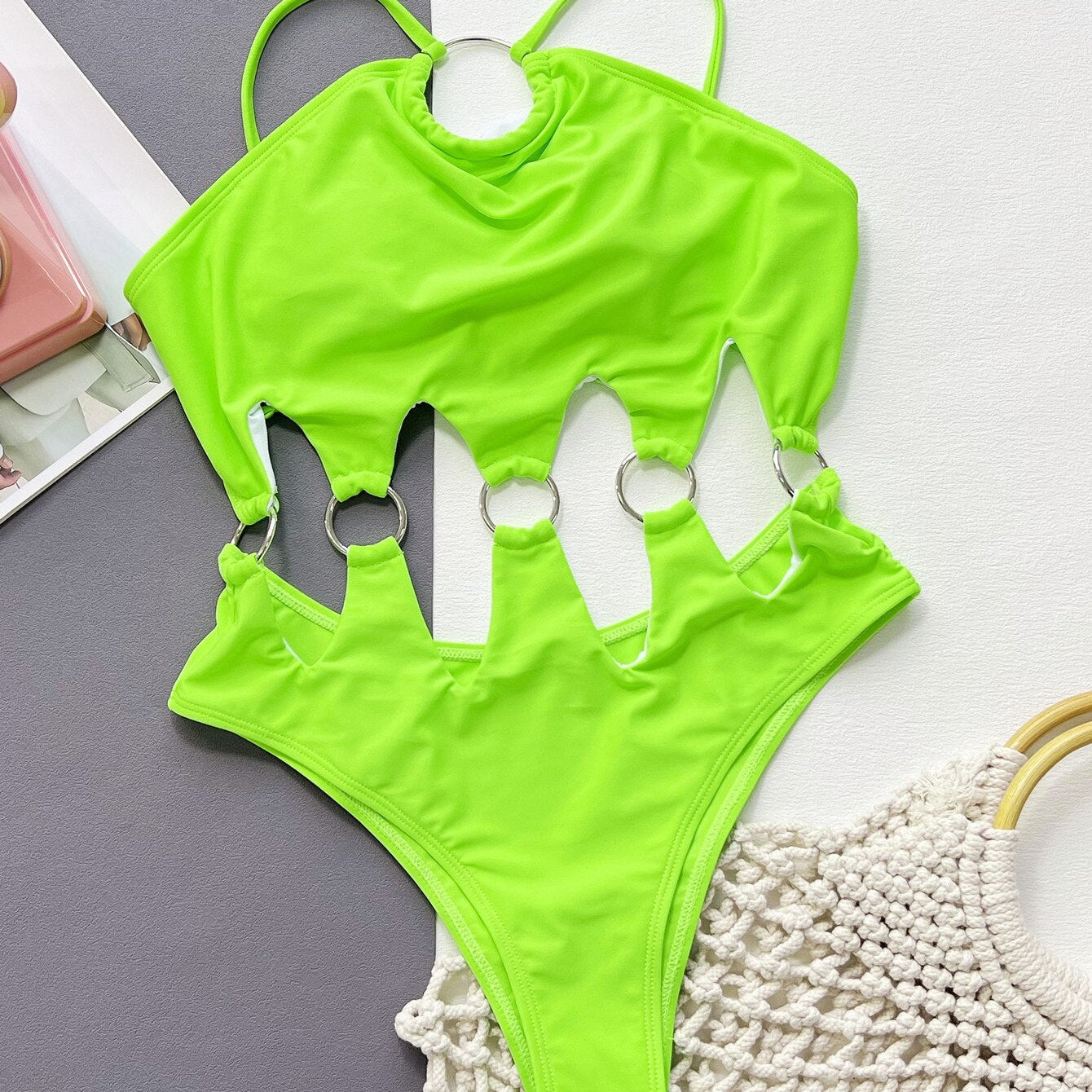 Fashion Solid Color Monokini Sexy Split Swimwear - One-piece Hollow Out Backless Swimsuit Beach Style Bathing Suit