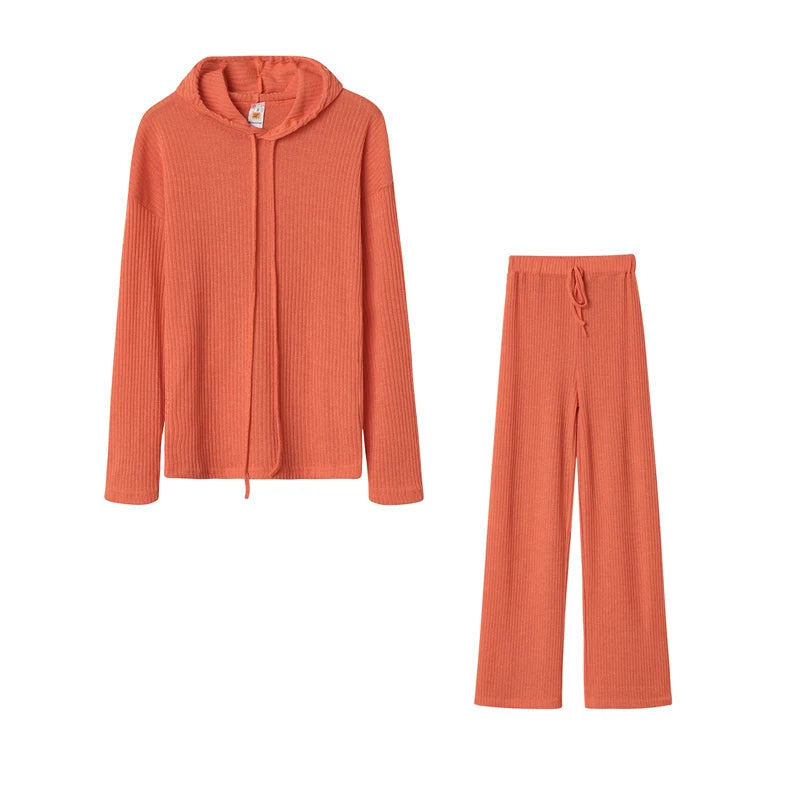 Fashion Spring and Autumn Fashion Women's Long Sleeve Baggy Hat Casual Suit Orange