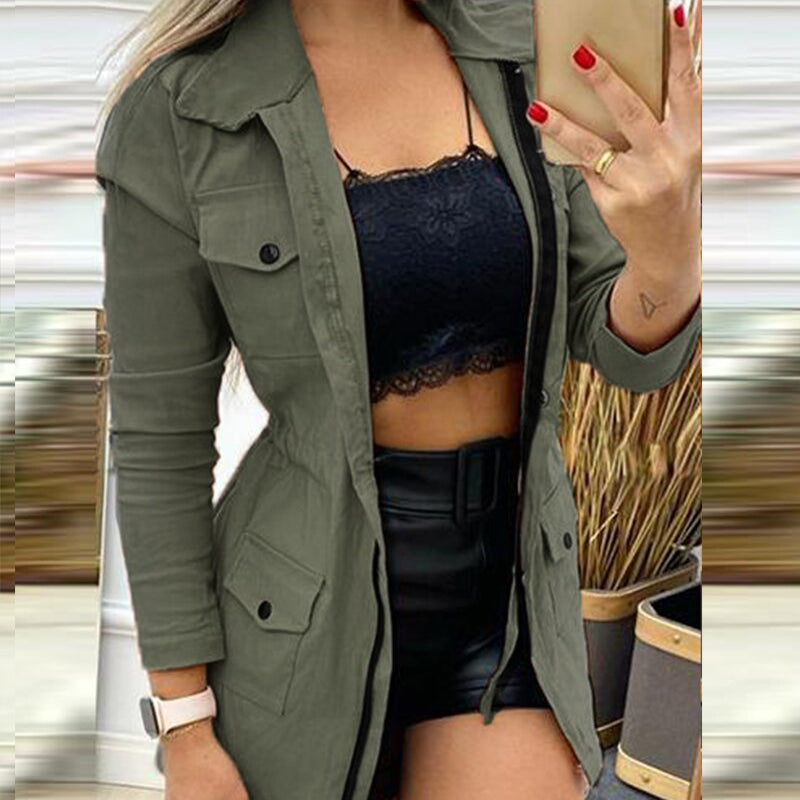 Fashion Women Blazer Fall Clothing Lady Jackets Pockt Design Casual Coat Tops