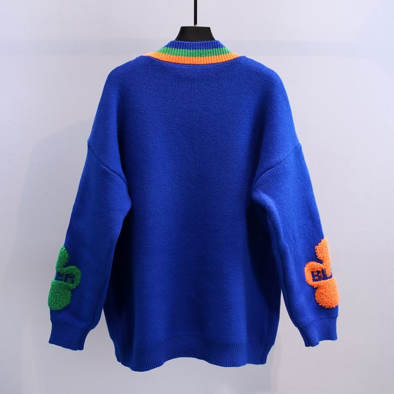 Fashion Women Knitted Sweaters Coat Autumn Winter Korean Long Sleeve V-Neck Pockets Button Cardigans Streetwear Casual Jersey