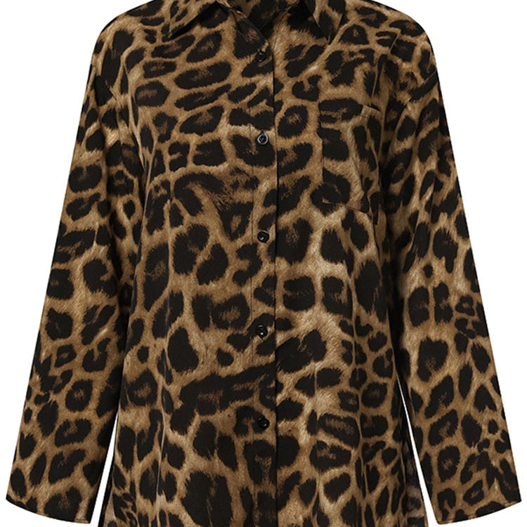 Fashion Women Leopard Print Pant Sets Casual Loose Tops and Pant Outfits Autumn Wide Leg Pant Leisure Two Piece Sets