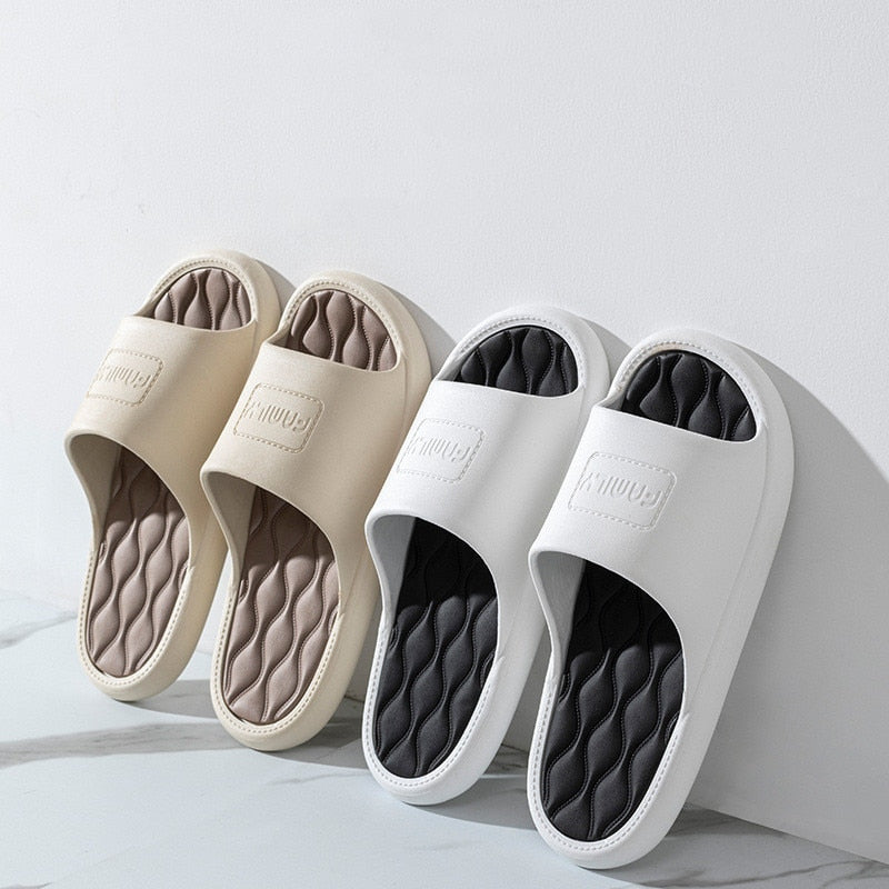 Fashion Women Men Slippers Indoor Outdoor Flip Flops Summer Beach Sandals Soft Non-Slip Bathroom Flats Couples Home Shoes