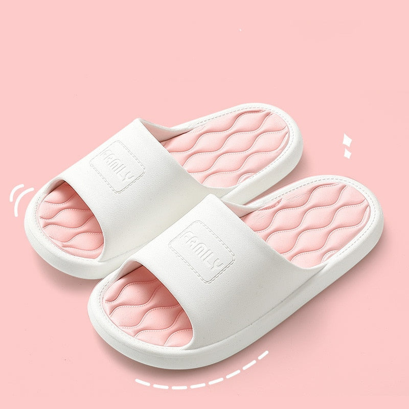 Fashion Women Men Slippers Indoor Outdoor Flip Flops Summer Beach Sandals Soft Non-Slip Bathroom Flats Couples Home Shoes Pink
