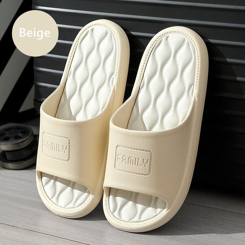 Fashion Women Men Slippers Indoor Outdoor Flip Flops Summer Beach Sandals Soft Non-Slip Bathroom Flats Couples Home Shoes Beige