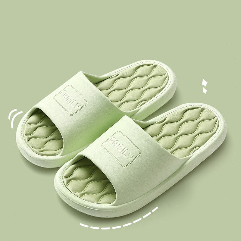 Fashion Women Men Slippers Indoor Outdoor Flip Flops Summer Beach Sandals Soft Non-Slip Bathroom Flats Couples Home Shoes Green