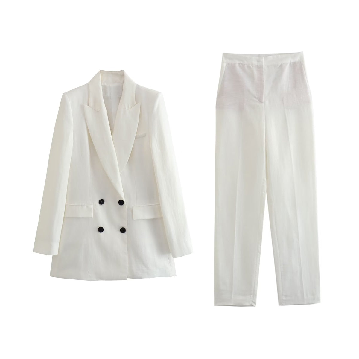 Fashion Women's Suit Set Autumn Outfits for Women Women's Suits Set 2 Elegant Pieces Woman Pants Chic Trouser Blazer white 1 3