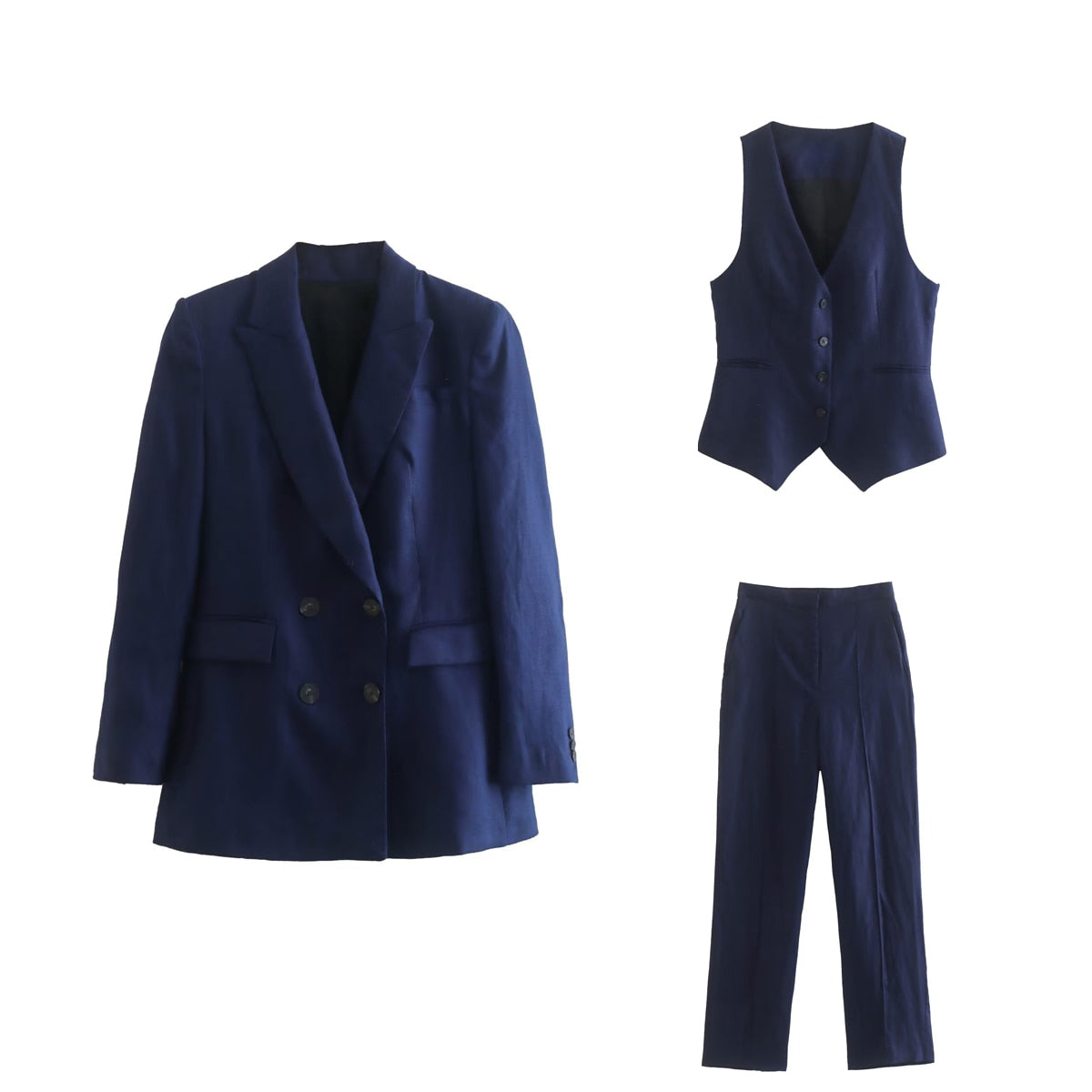 Fashion Women's Suit Set Autumn Outfits for Women Women's Suits Set 2 Elegant Pieces Woman Pants Chic Trouser Blazer blue 1 2 3