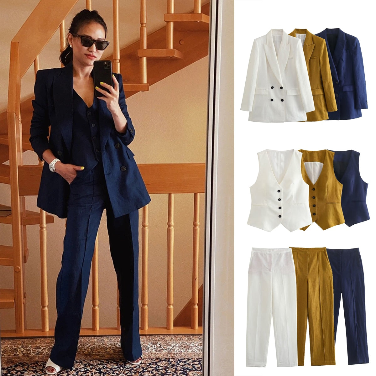 Fashion Women's Suit Set Autumn Outfits for Women Women's Suits Set 2 Elegant Pieces Woman Pants Chic Trouser Blazer AMAIO