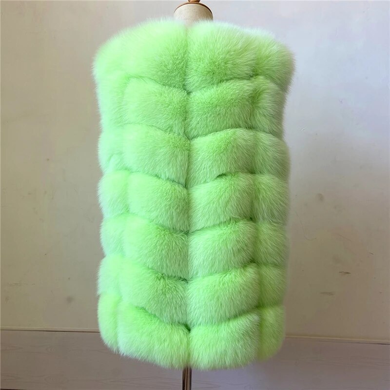 Fashion winter warm fur coat Natural fox fur women's coat Real fox fur coat Thick fur coat Fluorescent green