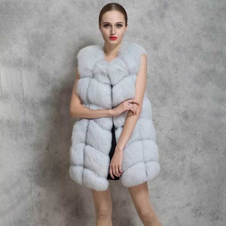 Fashion winter warm fur coat Natural fox fur women's coat Real fox fur coat Thick fur coat natural color